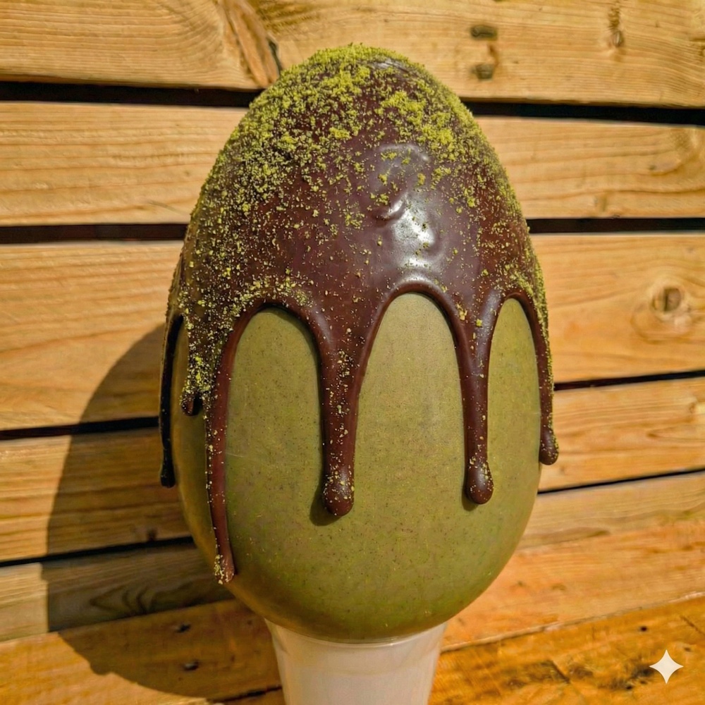 uovo pistacchio pistacchissimo esterno colata fondente