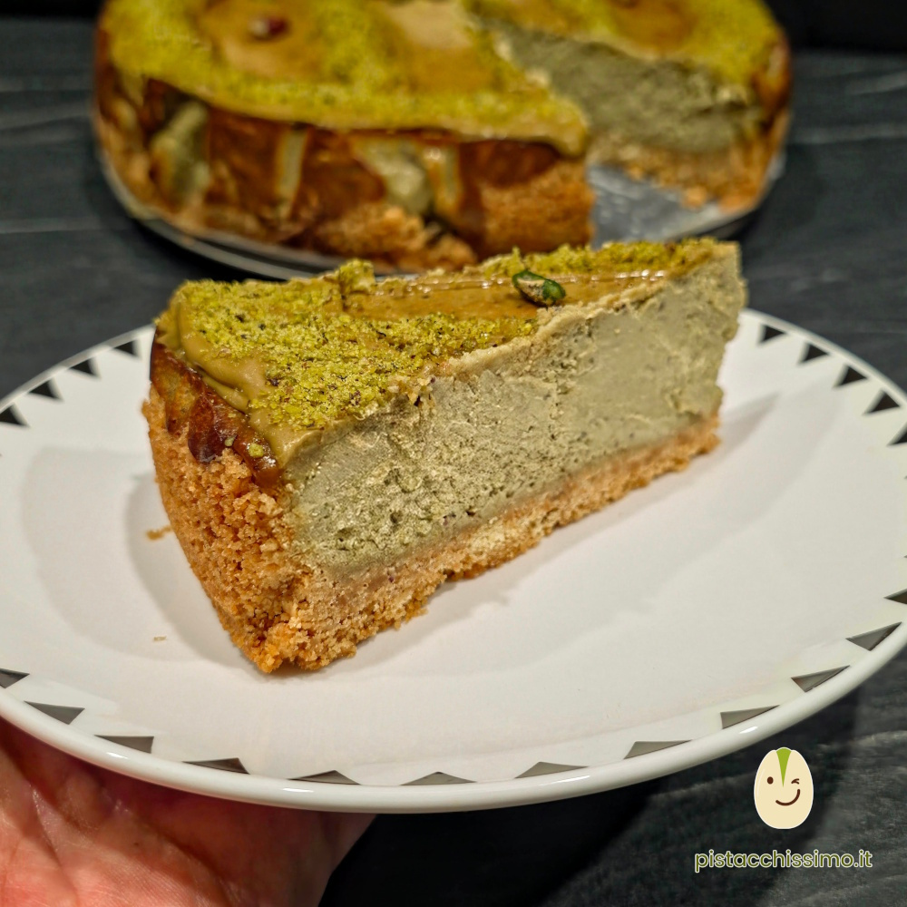cheesecake pistacchio pistacchissimo cotta forno fetta